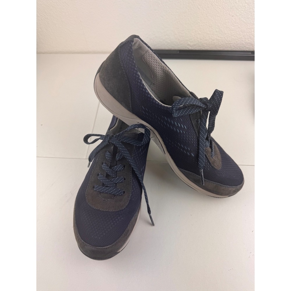 Dansko Hayes Size 38 7.5 8 Navy Blue Suede Mesh Lace Up Athletic Sneakers